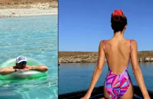 Λιάγκας και Αντωνά στο κρυφό νησί των Κυκλάδων Η Μαρία Αντωνά και ο Γιώργος Λιάγκας σε στιγμιότυπα από την απόδρασή τους στη Ρήνεια.
